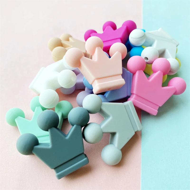 Pendant-Accessories Pacifier-Chain Teething-Toys Silicone Beads Food-Grade Baby Crown
