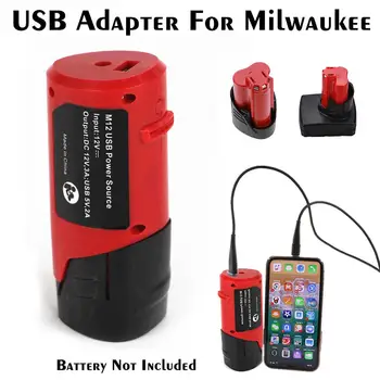 

USB Charger Adapter Mobile Phone Power For Milwaukee 49-24-2310 48-59-1201 M12 Battery