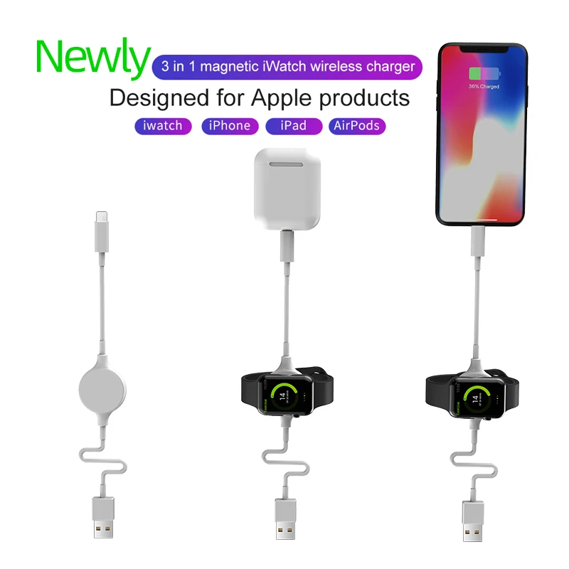 3 в 1 Магнитный IWatch Беспроводная зарядная док-станция портативный смарт-USB