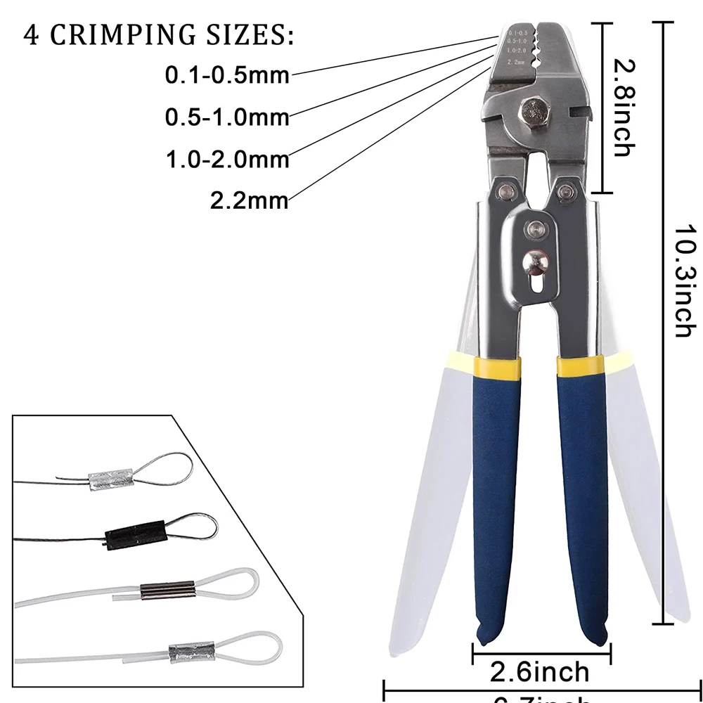 300pcs Crimp Fishing Sleeves Set With Crimping Pliers Heavy Duty Fishing  Wire Leader Pipe Crimp Tube Sleeves Connector