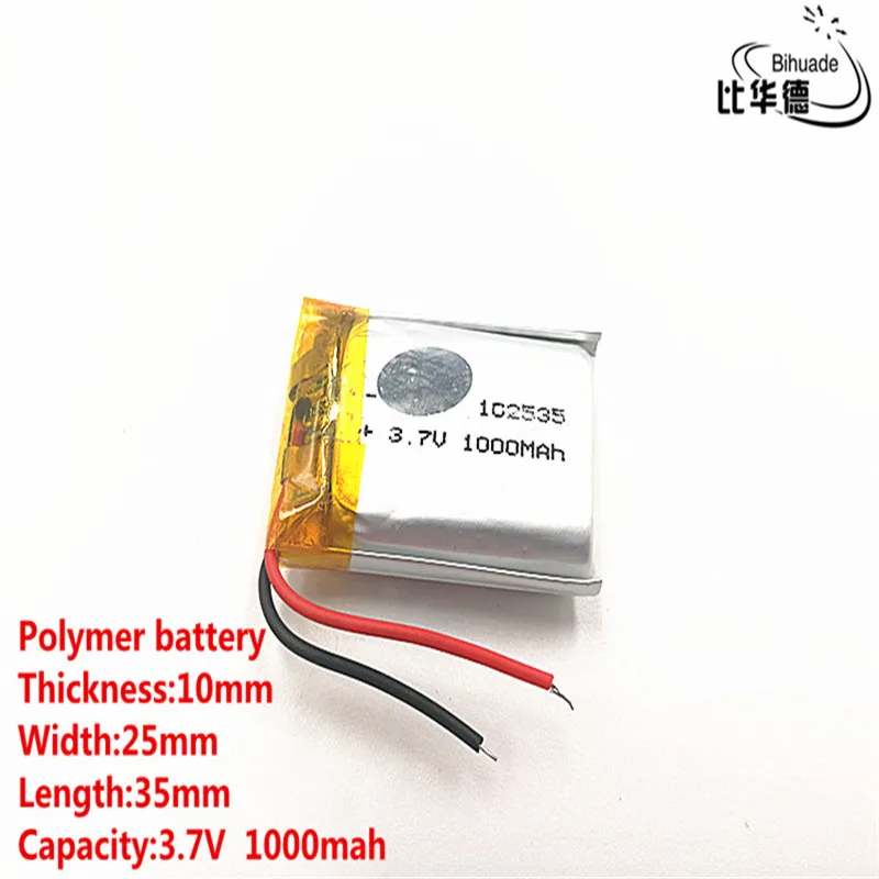 3.7V 1000mAH 102535 Polymer lithium ion / Li-ion battery for tablet pc BANK,GPS,mp3,mp4