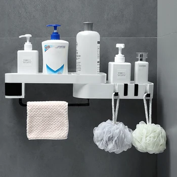

Corner Shower Shelf Creative Seamless Rotating Tripod Home Wall-mount Storage Rack Multifunction Bathroom Accessories Sets