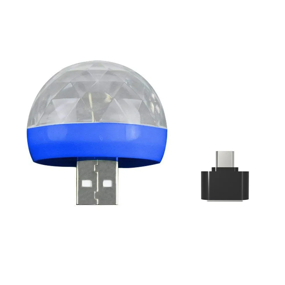 Мини USB диско-светильник светодиодный вечерние светильник s Портативный хрустальный магический шар красочный эффект сценический светильник для дома вечерние украшения караоке - Цвет: Синий