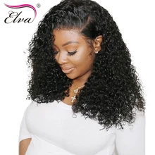 Поддельные головы парик 13x6 Синтетические волосы на кружеве человеческих волос парики предварительно выщипанные волосы с ребенком вьющиеся волосы для черный Для женщин бразильский Реми Elva
