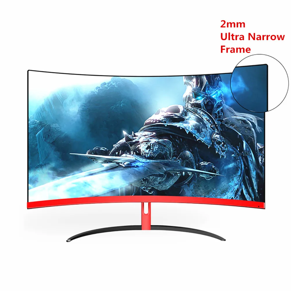  Wearson 32 inch Curved Gaming Monitor LCD 2mm Side Bezel-Less HDMI VGA input Eye Care Flicker Free