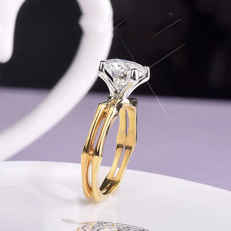 14K Золотое кольцо 2ct D Цвет VVS Moissanite кольцо обручальное кольцо с национальным сертификатом D001