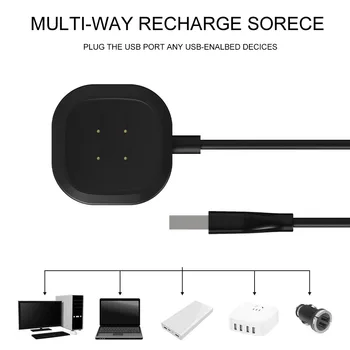 

Charging Dock USB Cable Data Sync Smart Watch Portable Non Slip Office Cradle Safe Base Accessories 1m For Fitbit Versa 3