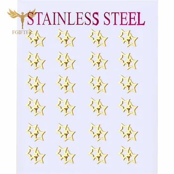 

Gold Stainless Steel Jewelry Set Two Star Stud Earrings Fashion Woman Men Party Gift 2020 Hot Sale Earing Studs
