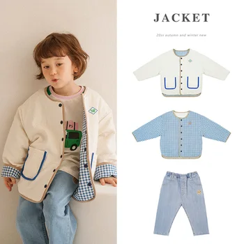 

2020 Autumn and Winter PS Celebrity Inspired Korean Style Children's Double-Sided Jacket Denim Pants Suit