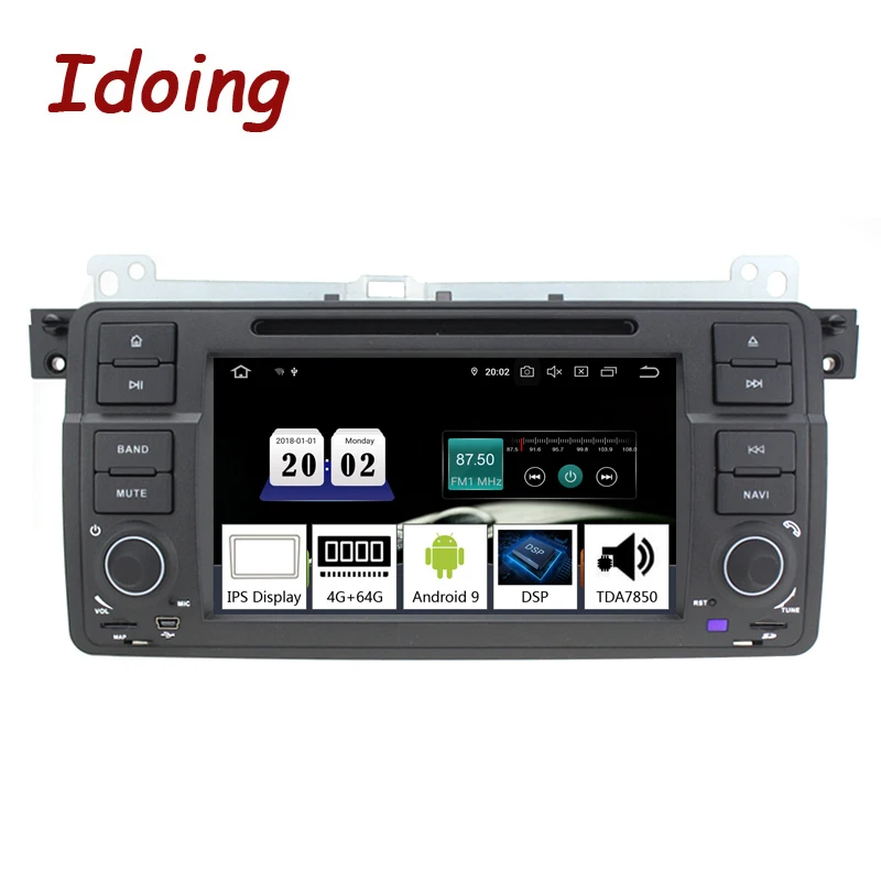 Perfect Idoing 7" Android 9.0 Car Radio Multimedia DVD Player For BMW E46 M3 318/320/325/330/335 Rover 75 1998-2006 Octa Core NO 2 din 1
