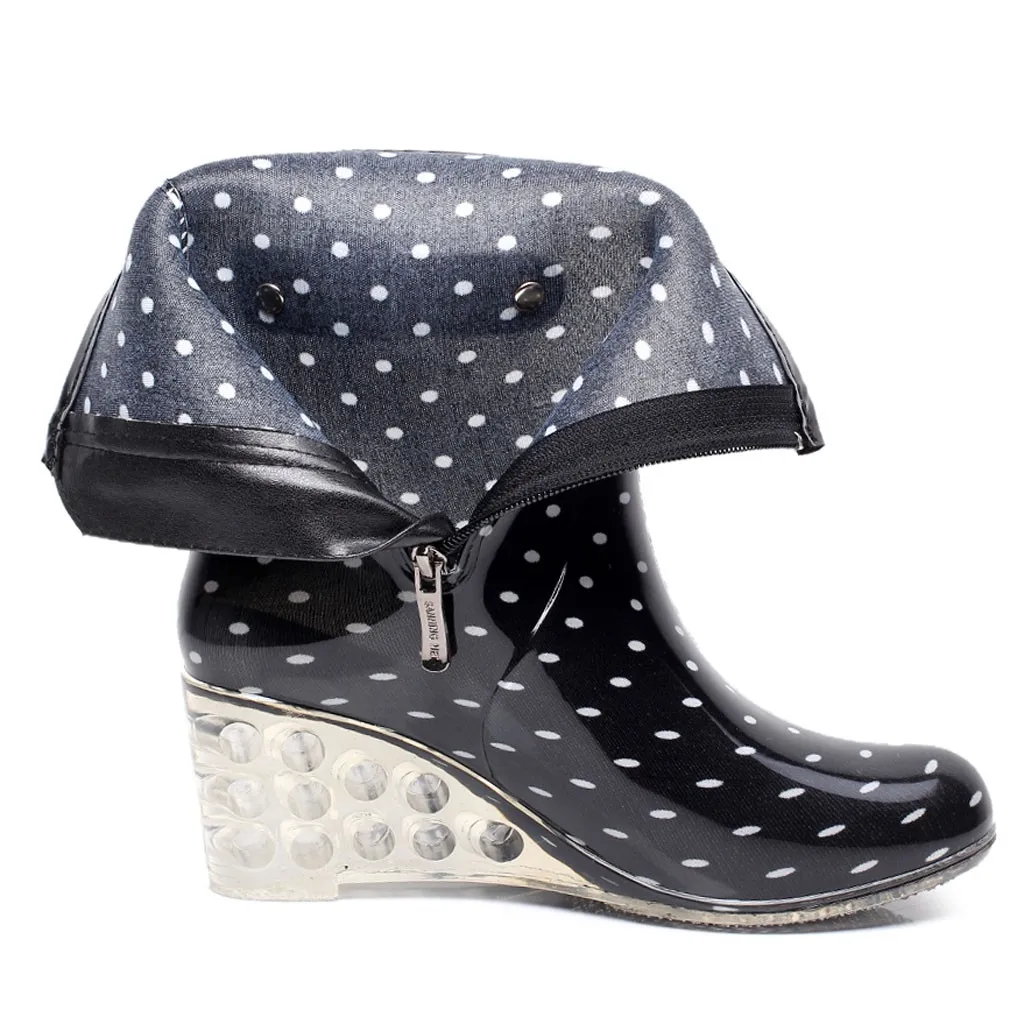 Непромокаемые сапоги зимние сапоги до середины икры в стиле панк женские нескользящие резиновые сапоги до середины икры водонепроницаемая обувь на танкетке для улицы женская обувь, zapatos de mujer