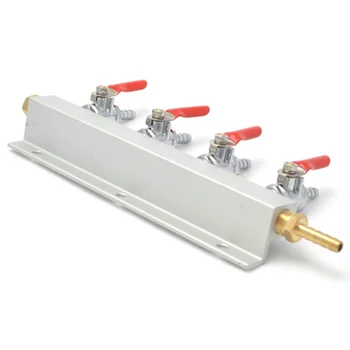 

4 Way Co2 Gas Distribution Block Manifold With 7Mm Hose Barbs Homebrewing Draft Beer Dispenser Keg