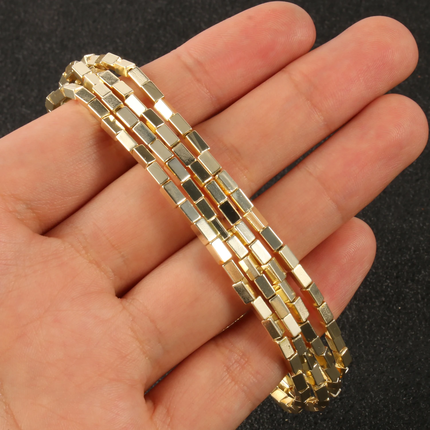 9K Gold Color Hematite Square Heart Round Shape Natural Beads Loose Stone Beads For Jewelry Making DIY Bracelet Necklace 15inch