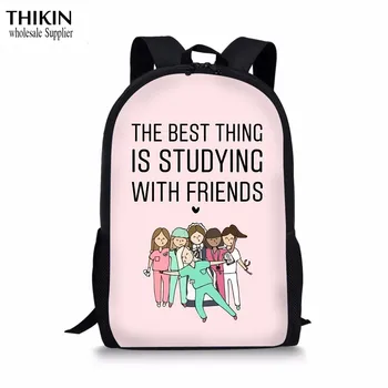 

THIKIN Cartoon Nurse Pattern School Bag for Girls Schoolbags Boys Student Bookbags Pet Children Schoolbags Book Back Pack