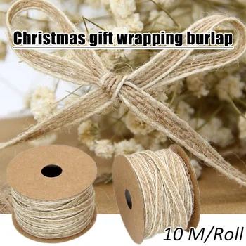 

10M / Roll Jute Burlap Roll Hessian Ribbon Vintage Rustic Wedding Decoration Party DIY Craft Christmas Gift Wrapping B88