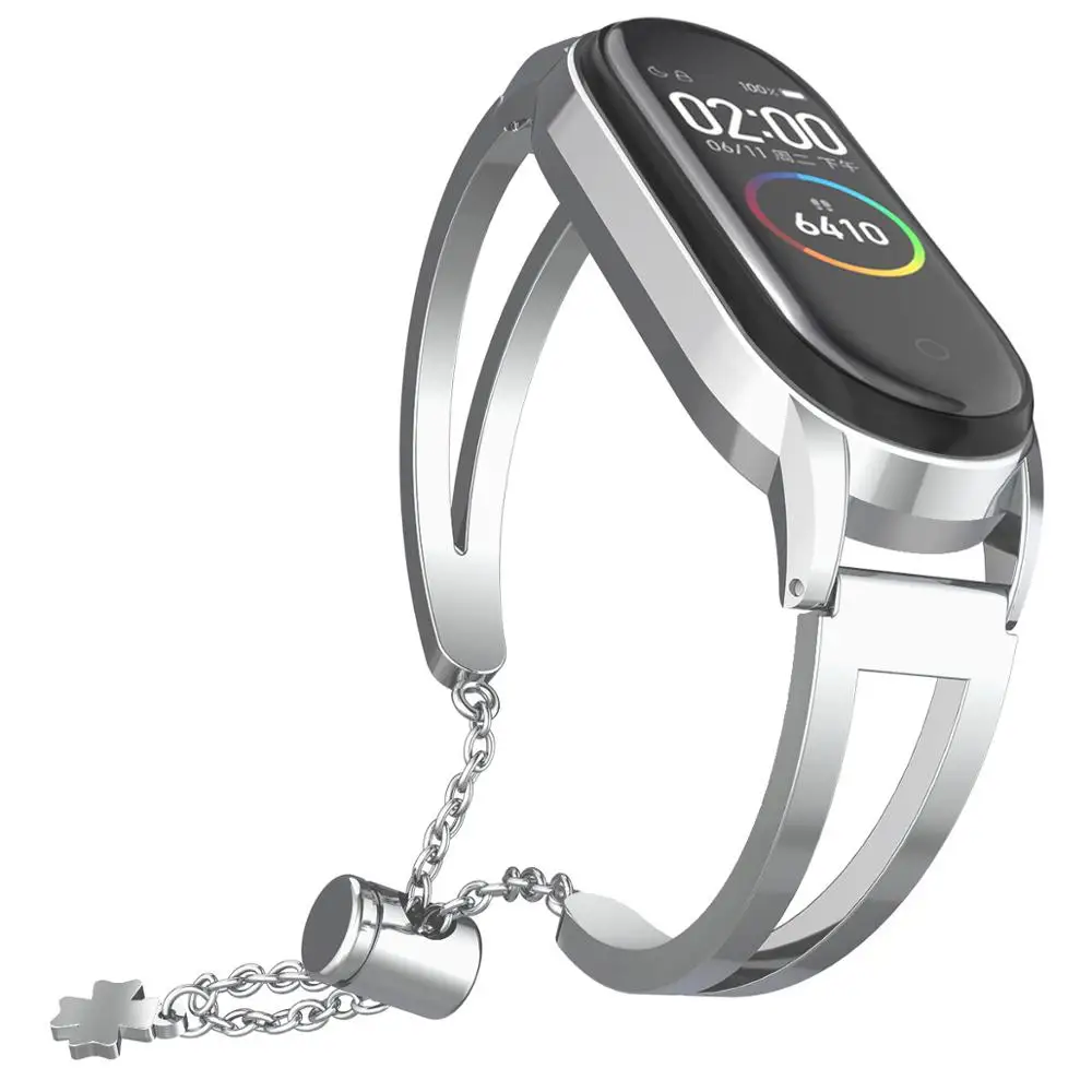 Ремешок из нержавеющей стали для xiaomi mi band 3 4, металлический ремешок для часов, умный Браслет mi band 3, сменные ремешки для часов mi 3 - Цвет ремешка: silver