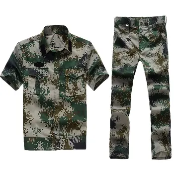 

Camouflage Short-sleeved Summer Woodland Digital Training Suit Male Female Students Military Training Suit Short-sleeved Suit