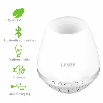 

High QualityLESHP LED Flashlight Wireless Portable Bluetooth Desktop Mini Speaker Support FM TF Card USB 1000mAH Larger Capacity