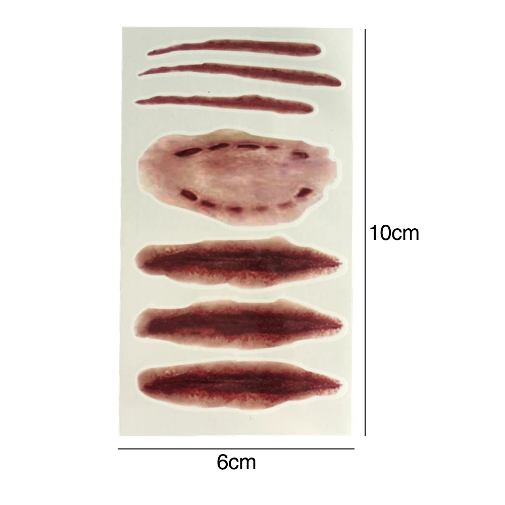 3D ужас забавная наклейка с имитацией Хэллоуин Водонепроницаемая мгновенная прошитая рана страшные шрамы Гримм украшение для праздника наклейка