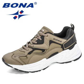 

BONA 2020 New Designers Cow Split Sports Shoes Running Shoes Men Athletic Shoes Jogging Trainers Man Casual Footwear Comfortable