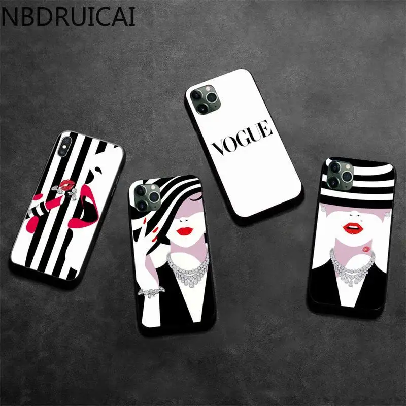 NBDRUICAI роскошный модный журнал VOGUE Черный корпус телефона для iPhone 11 pro XS MAX 8 7 6 6S Plus X
