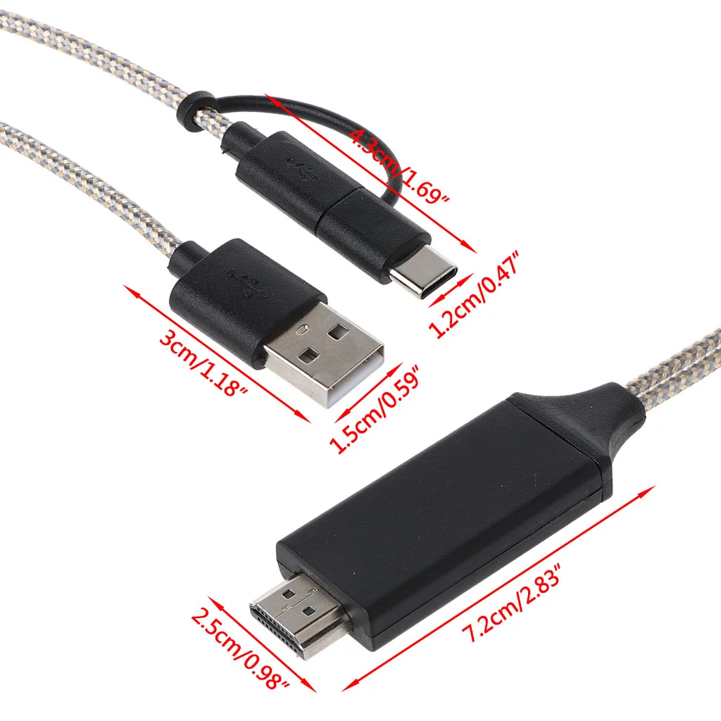 Премиум 2 в 1 HDMI Micro usb type C HD видео экран зеркалирование кабель для Android телефон Аксессуары HDTV