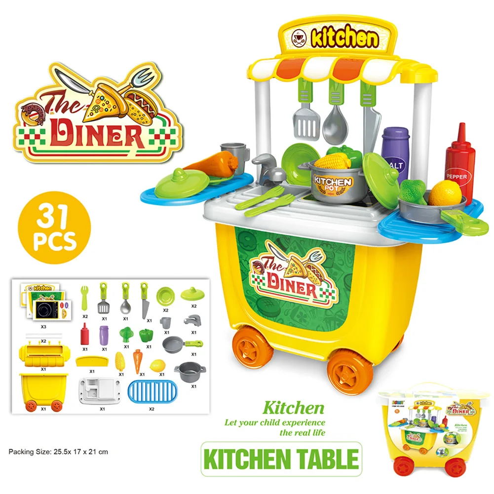 Игрушечный набор на колесиках, кухонный игровой набор, игрушечный набор для игр в супермаркете, для малышей, забавный с колесиком, пластиковый мини-симулятор мороженого