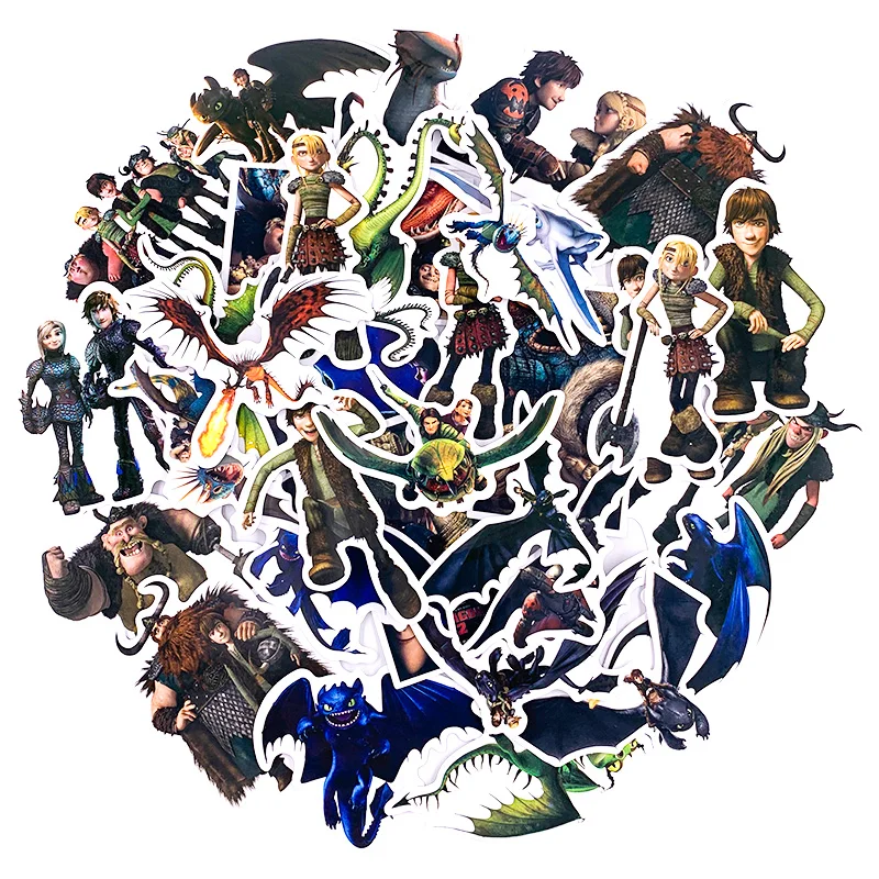 

42pcs How to train your dragon Night fury toothless Cartoon scrapbooking album Guitar Phone Wall Luggage Stickers