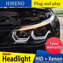Hireno автомобильный Стайлинг Головной фонарь для BMW E60 фары 2003-2010 523i 530i Ангел глаз светодиодный фары DRL Hid биксенон авто аксессуары