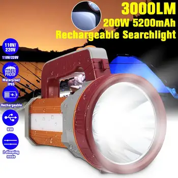

18650 Rechargeable Flashlight 3000 Lumens LED Flashlight Powerful Searchlight Portable Spotlights