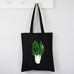 Vegan Pop Art Cabbage Tote Bag Canvas Cartoon Art Cabbage Shopping Bag Vegan Reusable Shopping Bag Fashion Cute