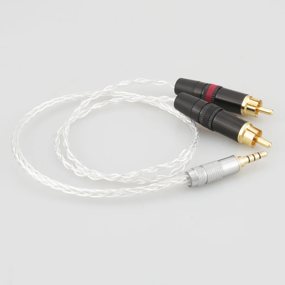 High Quality Audiocrast Hi end 3 5mm Balanced Male to RCA Plug Aux Cable 19x 0 1mm Silver Wire Headphone Amp
