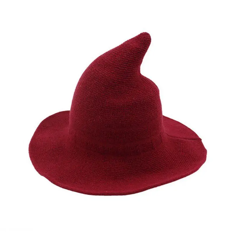 Горячая Женская Современная шляпа ведьмы складной костюм остроконечный шерстяной войлок Хэллоуин вечерние шляпы шляпа ведьмы теплая Осенняя зимняя шапка