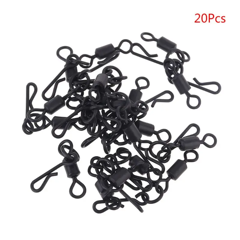 

20Pcs Rolling Swivel Hook with Hanging Snap Quick Change Micro Link Ring Tackle 62KF