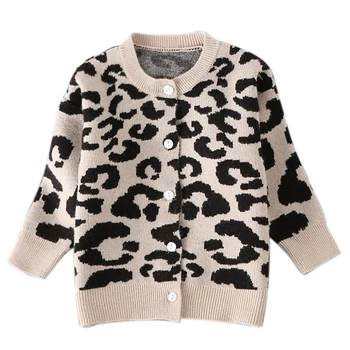 

New cardigans baby girl sweater toddler girl clothes top girls spring autumn children leopard sweater