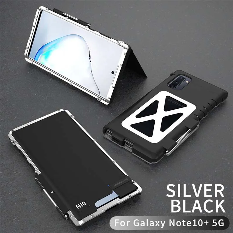 

R-JUST Shock Proof Coque Case For Samsung Galaxy Note10 Note10Plus 5G Flip Aluminum 360 Protective Armor Phone Case KS0353
