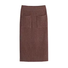 Thick Warm Split Women Pencil Skirts Bodycon High Waist Stretch Women Knitted Skirt Women Skirts Office Wear Clothing Female