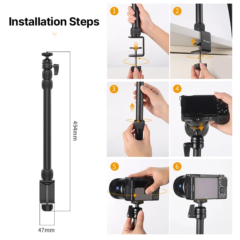 Desk Mount Stand C-clamp Mount Flexible Arm Extend Light Stand 360&deg; Ballhead Microphone Ring Light Bracket light stand photographic light stand