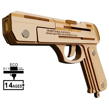 

3D DIY Creative Assembly Toys Desert Eagle Wooden Gun Bullet capable Puzzle Blocks Bricks Toy for Children Adult Birthday Gifts