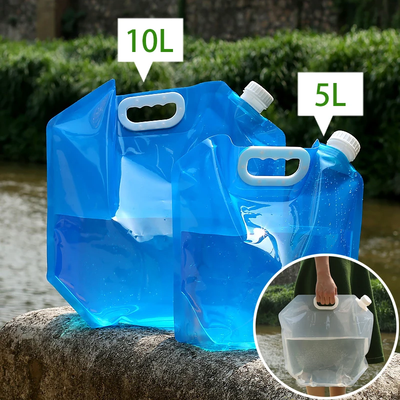 Water Storage Bag Foldable Water Bag Portable Drinking Camp Cooking Picnic BBQ Water Container 5L/10L Tank Outdoor Storage