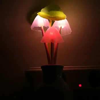

Novelty Mushroom Fungus Night Light US Plug Light Sensor 220V 3 LED Colorful Mushroom Lamp LED Night Lights