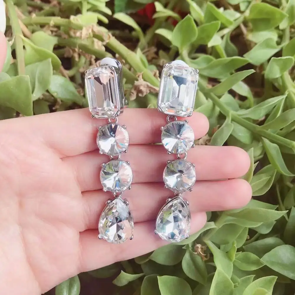 Amybaby дизайнерские высококачественные женские роскошные винтажные Кристальные женский зажим, ювелирные изделия для вечерние сережки