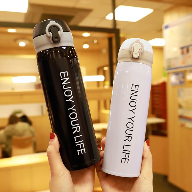 Creative Double Wall Stainless Steel Vacuum Flask Fashion Coffee Tea Thermos Mug Travel Drink Bottle Thermomug for Gifts