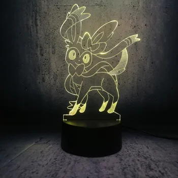 

Novelty Japanese cartoon Pokemon Fairy Sylveon 3D lamp children gifts birthday gift RGB Light LED Bulb USB touch switch lava