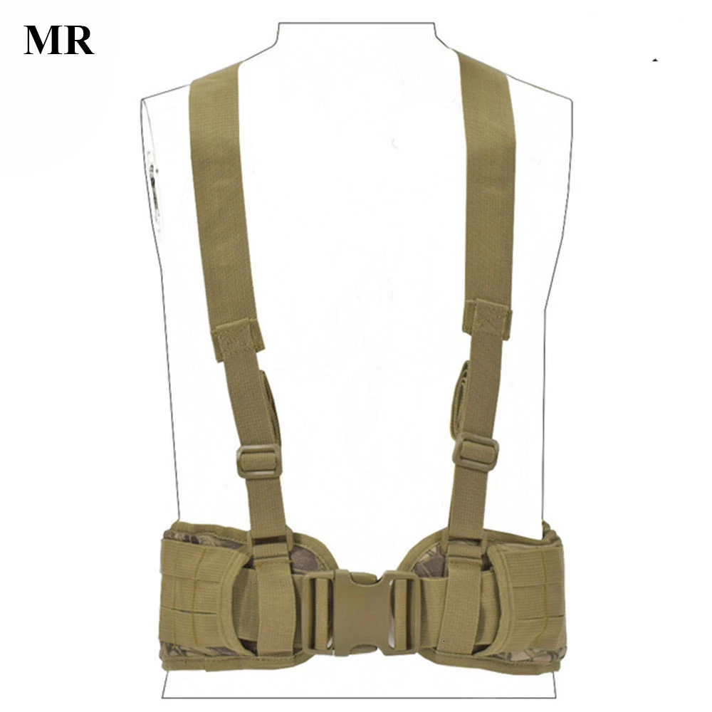 MR Airsoft Military Nylon Molle Waist Combat Belt With Harness Tactical Adjustable Soft Padded Universal Unisex Hunting Accessories - Цвет: MR