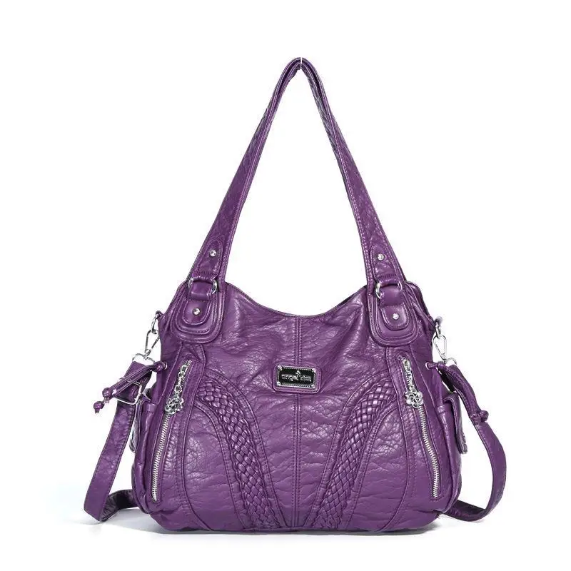 

Washed PU Leather Handbag Soft Handle Pillow Shape Crossbody Shoulder Bag Women