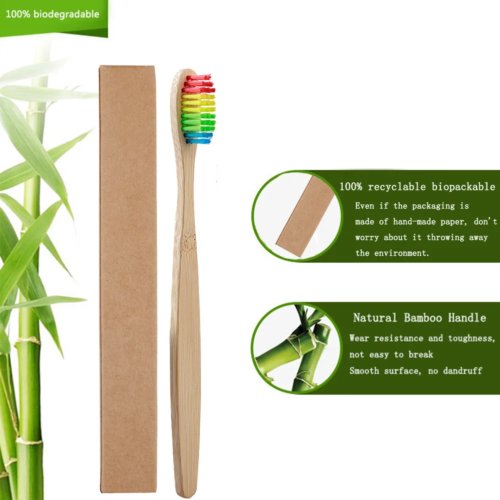 1 шт., портативная зубная щетка из мягкого волокна, Экологичная деревянная зубная щетка с ручкой из натурального бамбука, бумажный чехол для ухода за полостью рта для взрослых