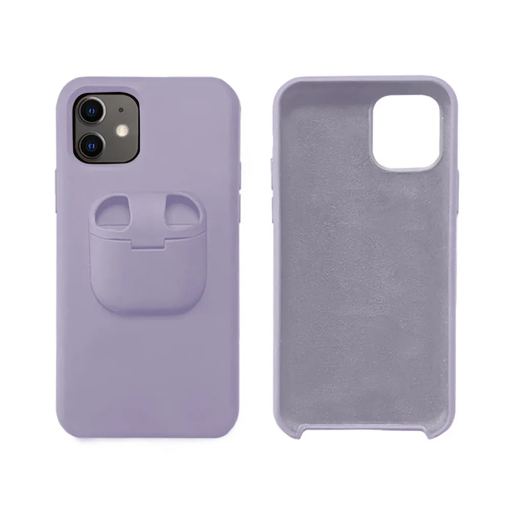 Purple 2в1 набор беспроводных наушников чехол для IPhone 11/11Pro/11Pro Max защитная оболочка для Apple Наушники Аксессуары для мобильных телефонов - Цвет: Purple