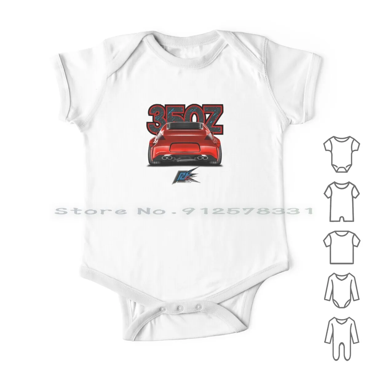 

350z Rear Red Newborn Baby Clothes Rompers Cotton Jumpsuits Transportation Modern Modified Widebody Automobile Cartoon Nissan