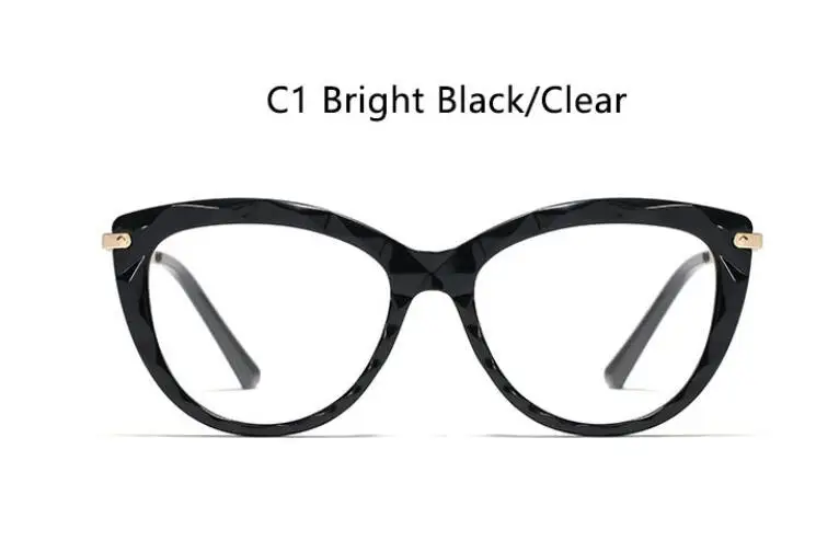 C1 BLACK CLEAR Кристальная овальная прозрачная оправа для очков, алмазная режущая поверхность, прозрачные очки без диоптрий, модная женская оптическая оправа - Цвет оправы: C1 BLACK CLEAR